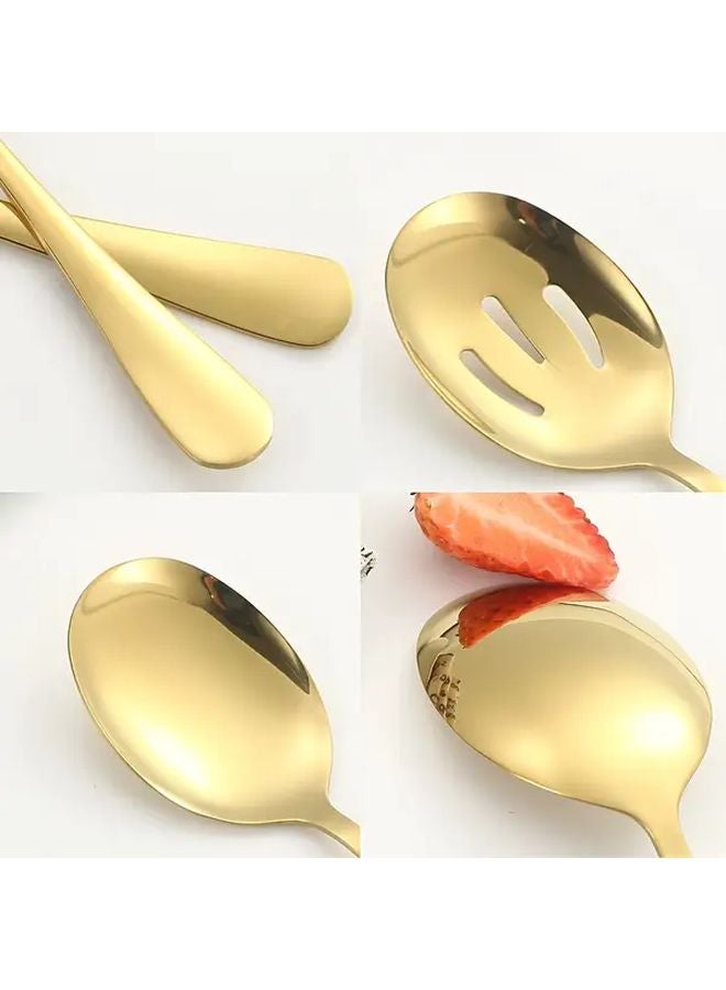 8 Piece Stainless Steel Cutlery Set In Gold For Buffets Parties And Restaurants - Image 4